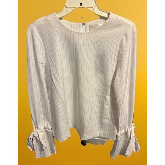 J.O.A. Medium Blouse Stripped Tie Sleeve A113 - Picture 1 of 7